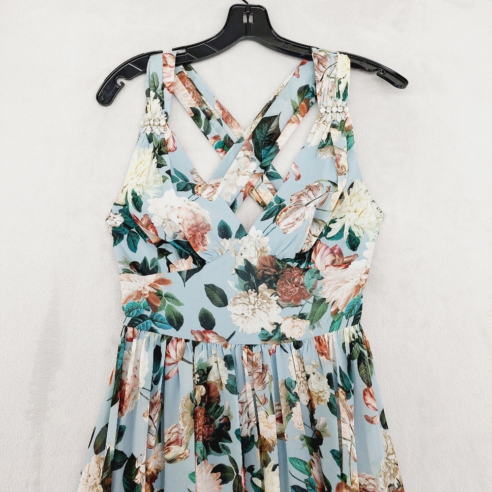 NEW Sachin + Babi Kenzia Floral Print Gown Maxi Dress Z57 - Picture 4 of 9